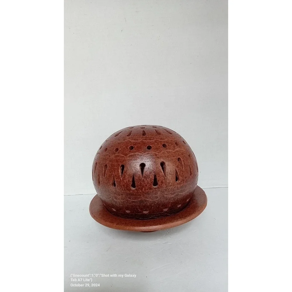 Rustic Brown‎ Sphere Candle Holder with Stand - Decorative Orb Tea Light